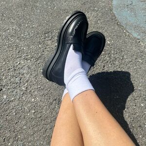 ASOS DESIGN Majesty chunky fringe loafers in black